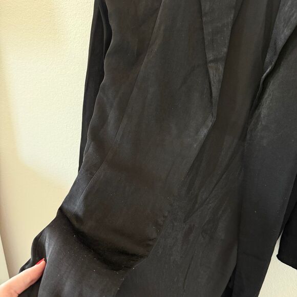 EUC Satin Black Lightweight Trench Coat, size: M - Picture 3 of 5